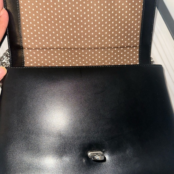 Black Leather Chain Shoulder Bag - Picture 6 of 8